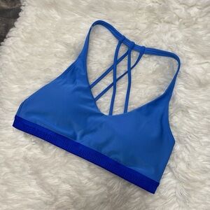 UNDER ARMOUR TWO TONE BLUE STRAPPY BADDED SPORTS BRA ACTIVEWEAR YOGA PILATES